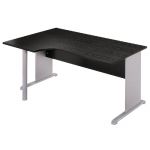 BUREAU COMPACT PRONTO - RETOUR À GAUCHE L.160 X P.100 CM - PLATEAU NOIR - PIEDS L ALUMINIUM