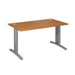BUREAU DROIT IMEDIA - L. 140 X P. 80 CM - PLATEAU MERISIER - PIEDS ALUMINIUM