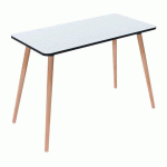 BUREAU TÉLÉTRAVAIL HOP H.75 X L.114 X P.60 CM PLATEAU BLANC PIÈTEMENT BOIS MASSIF
