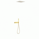 KIT DE DOUCHE THERMOSTATIQUE ET ENCASTRÉ BLOCK SYSTEM COLORS AVEC DOUCHE DE TÊTE 380X380 OR - TRES 20725204OR