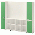 ENSEMBLE MEUBLE TV ET RANGEMENT IVO N°1 BLANC/PORTE VERT - QUADRIFOGLIO