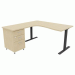 PACK BUREAU+CAISS IDEA ASYM. RET. À GAUCHE 160 CM CHÊNE/ANTHRACITE - QUADRIFOGLIO