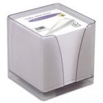 QUO VADIS BOÎTIER PLEXI FUMÉ + RECHARGE BLOC BLANC 580 FEUILLES 90G 9X9X9 CM