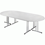 TABLE PLIANTE DEMI ROND CHROMELINE 140 GRIS PIED CHROMÉ