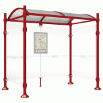 ABRI BUS PROVINCE 2.5 M 2 BARDAGES LAT. INOX ROUGE 3004 - PROCITY