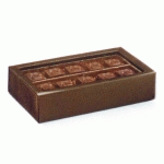 BOÎTE POUR CHOCOLATS + INTERCALAIRE + COUVERCLE 14.5X7.5X3.5 CM CARTON MARRON (VENDU PAR 50)