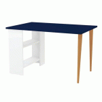 BUREAU ARNO PIED MIXTE 120X80 CM BLEU/BLANC/HÊTRE