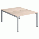 PÔLE 2 BUREAUX DROITS ARKO L 120 X P 168 CM PLATEAUX CHÊNE CLAIR PIÈTEMENT MÉTAL ALUMINIUM