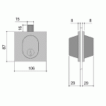 SERRURE BASSE AVEC CYLINDRE LAITON POLI - STREMLER - 1358.00.0