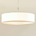 SUSPENSION LINDBY SEBATIN, Ø 50 CM, BLANC, TISSU, E27