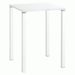 TABLE HAUTE CARRÉE EDEN L 80 X P 80 X H 105 CM BLANCHE PIEDS BLANC