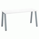 BUREAU DROIT INDIVIDUEL BLANC 160 X 60 CM, PIÉTEMENT MÉTAL ALUMINIUM - ARCH