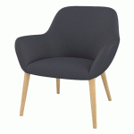 FAUTEUIL CITY DOSSIER BAS PIED BOIS TISSU ANTHRACITE - QUADRIFOGLIO