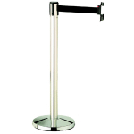 LOT DE 2 BARRIÈRES DE DÉLIMITATION À CEINTURE RETRACTABLE SUR SOCLE PACEO - INOX - SANGLE NOIRE 3 M