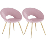 LOT DE 2 CHAISES DE SALLE À MANGER. CHAISE DE CHAMBRE À COUCHER. AVEC VELOURS SIÈGE ET MÉTAL PIEDS. ROSE - WOLTU