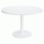 TABLE RONDE EXCELLENS PLATEAU D 120 CM BLANC - 6 PERSONNES - PIED MÉTAL TULIPE BLANC RAL 9003