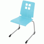 CHAISE COQUE DAMIER PIÈTEMENT LUGE ACIER - BLEU LAGON/GRIS ARGILE