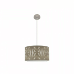 SUSPENSION KATERINA 1XE27 NICKEL/BOIS GRIS REGX40X40 CM