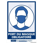 SIGNALETIQUE.BIZ FRANCE - PANNEAU PORT DU MASQUE OBLIGATOIRE RECTANGULAIRE. SIGNALISATION CORONAVIRUS. AUTOCOLLANT MASQUE OBLIGATOIRE, PANNEAU PVC,