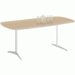 TABLE TAMARIS 190 X 80 PL.CHÊNE NAT./BLANC PIET.BLANC/TRANSP - CLEN