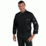 VESTE DE CUISINE PANAMA COUPE SLIM NOIRE ET BLANCHE