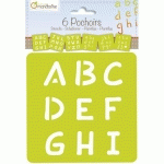 SET DE 6 POCHOIRS ENFANTS, ALPHABET - ORANGE - LOT DE 6