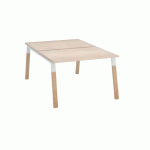 PÔLE DE 2 BUREAUX ECLA CHÊNE CLAIR L 120 X P 80 CM PIEDS MÉTAL FINITION BOIS
