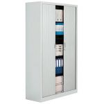 ARMOIRE MÉTAL CONFORT - A RIDEAUX - H. 198 X L. 120  CM - CORPS GRIS - RIDEAUX GRIS