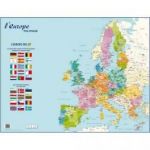 CARTE EUROPE POLITIQUE MURALE - PELLICULÉE FORMAT 66 X 84,5 CM- 4 OEILLETS POUR SUSPENSION