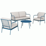 ENSEMBLE NOA II : 1 TABLE BASSE 1 CANAPÉ 2 FAUT GRIS/BLEU - PROLOISIRS