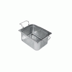 BAC GASTRO INOX 1/2 PERFORÉ AVEC ANSES PLIABLES - H 200 MM