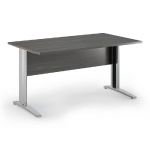 BUREAU COMPACT PRONTO TENDANCE- RETOUR À DROITE L.160 X P.100 CM - PLATEAU CENDRE - PIEDS L ALUMINIUM