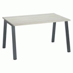 BUREAU DROIT INDIVIDUEL CHÊNE GRIS 140 X 80 CM, PIÉTEMENT MÉTAL ANTHRACITE - ARCH