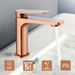 IMEX PRODUCTS - ROBINET MITIGEUR DE LAVABO ANTI-CALCAIRE BEC BAS OR ROSE IMEX NAPOLES BDN047-1ORC