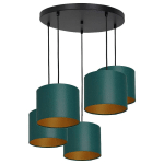 LUMINEX SUSPENSION SOHO CYLINDRIQUE 5 LAMPES VERT/DORÉ
