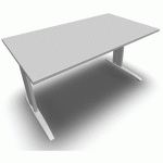 TABLE PIED L AVEC CARTER 140X80 CM BLANC/BLANC - EOL
