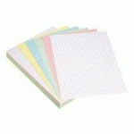 FICHES BRISTOL 148 X 210 MM COULEURS ASSORTIES QUADRILLÉ 5 X 5 - BOÎTE DE 100