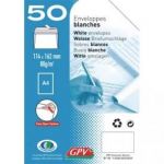 GPV PAQUET DE 50 ENVELOPPES BLANCHES AUTO-ADHÉSIVES 80 GRAMMES FORMAT 110X220MM RÉFÉRENCE 517