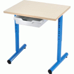 LOT 2 TABLES RÉGLABLES CHLOÉ 60X50CM,TIROIR PLATEAU HÊTRE PIÈTEMENT BLEU RAL5015 - MANUTAN COLLECTIVITÉS