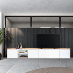 SKRAUT HOME - MEUBLE TV EFFET BOIS BLANC ET CHÊNE 309X35X50CM