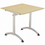 TABLE CAFETERIA L. 120 X P. 80 CM, PLATEAU HÊTRE, PIÉTEMENT ALUMINIUM
