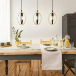EGLO SUSPENSION BASILDON DÉTAILS BOIS 3 LAMPES LINÉAIRE