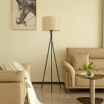 LINDBY LAMPE SUR PIED SOULA, Ø 40 CM, BEIGE, PLASTIQUE, E27