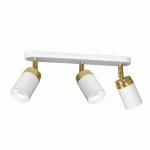 LUMINEX PLAFONNIER À SPOTS RONDO BLANC/DORÉ, À 3 LAMPES