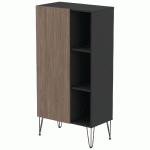 RANGEMENT HAUT JAVA 80 CM 1 PORTE 3 NICHES NOIR/NOYER - MANUTAN COLLECTIVITÉS