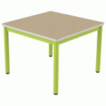 TABLE CARÉLIE 80X80 T3 STR POLY. HÊTRE MIEL BEIGE/VERT ACIDE - MOBIDECOR