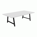 TABLE DE RÉUNION SYNERGY L 240 X P 120 X H 74 CM PIED MÉTAL NOIR PLATEAU BLANC