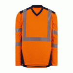 TEE SHIRT BALI MANCHES LONGUES ORANGE/MARINE S - T2S
