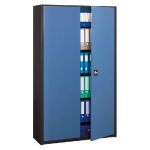ARMOIRE MÉTAL CLASSTOUT - A PORTES BATTANTES - H. 198  X  L. 120 CM - CORPS ANTHRACITE - PORTES BLEU