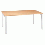 BUREAU DROIT ACTUAL - L. 180 X P. 80 CM - PLATEAU CHENE - 4 PIEDS BLANCS